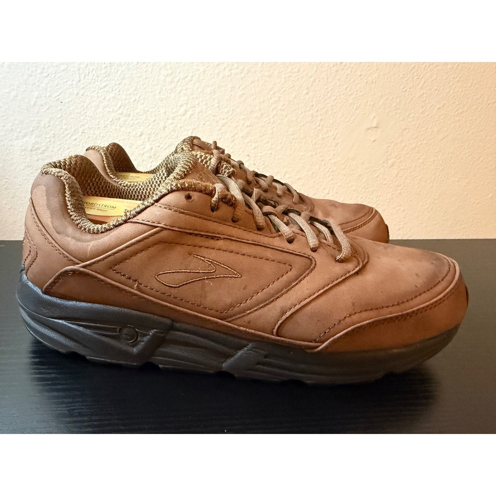 Brooks Addiction Walker Brown Leather Shoes Mens 10.5 Wide 2E 1100392E221